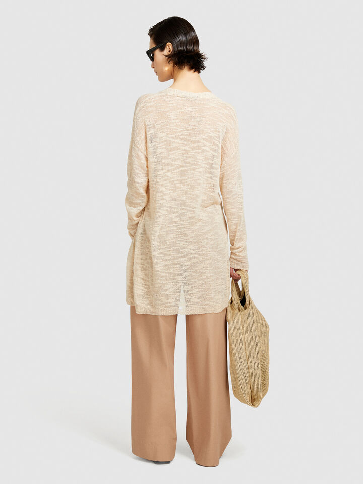 Long cardigan - women's cardigans - Beige | Sisley image number 3